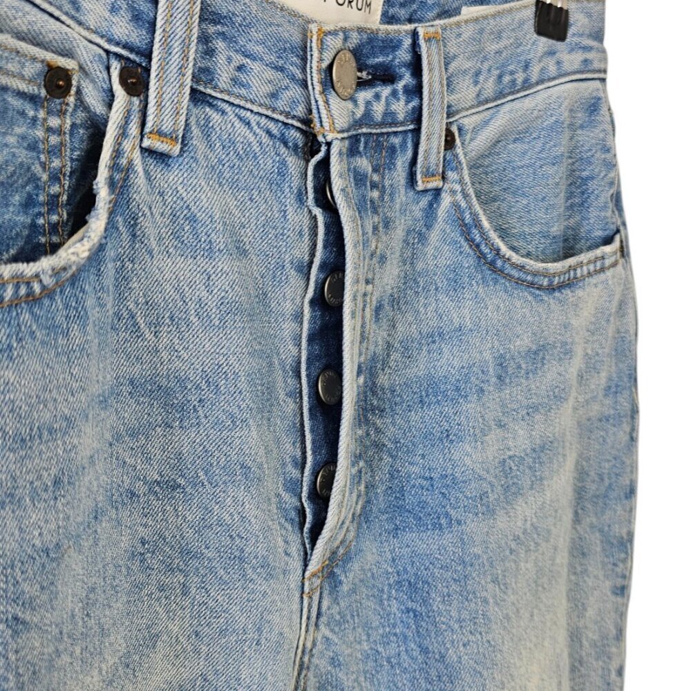 Denim Forum The BF High Rise Loose Jeans, Button Fly, Blue, Cotton, Relaxed, 25 - Picture 10 of 11